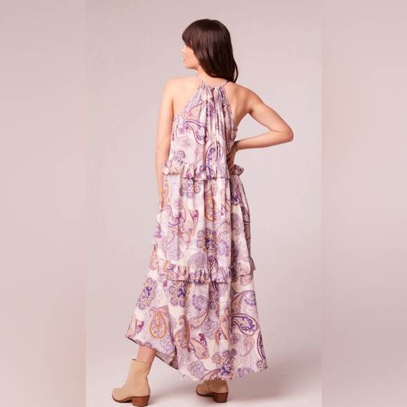 LILIANE PURPLE PAISLEY TIERED MAXI DRESS NWT - Picture 4 of 4